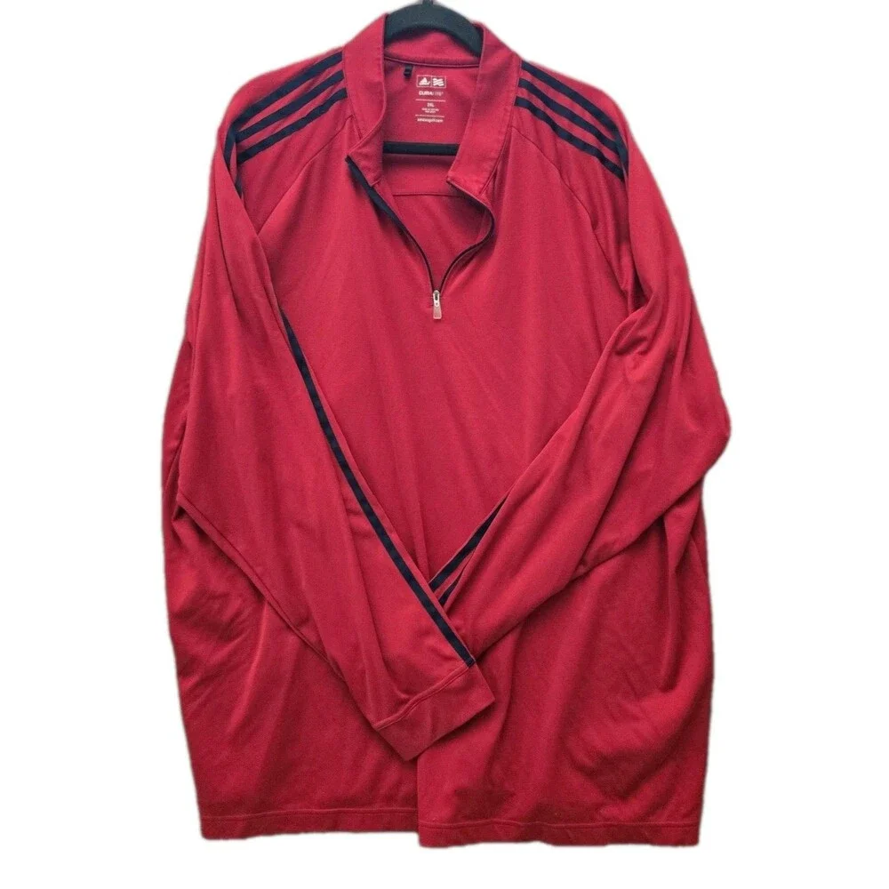 Adidas Golf Men's Shirt ClimaLite Performance Quarter-Zip Red Pullover Size 2XL